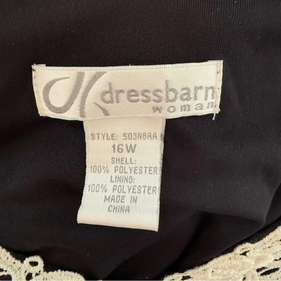 Women’s Vintage Y2K Black Dress 16W Midi Lace Tiered Cottagecore 90s - Picture 9 of 10